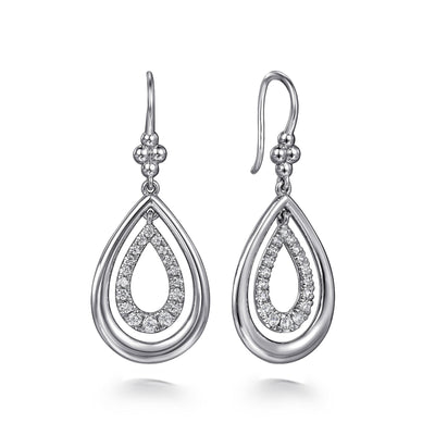 Bujukan Sterling Silver White Sapphire Drop Earrings