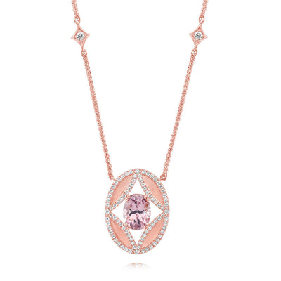 Lotus Garnet & Diamond Necklace