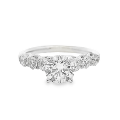 Round Diamond Straight Band Engagement Ring