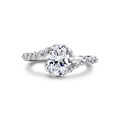 Oval Diamond Bypass Engagement Ring