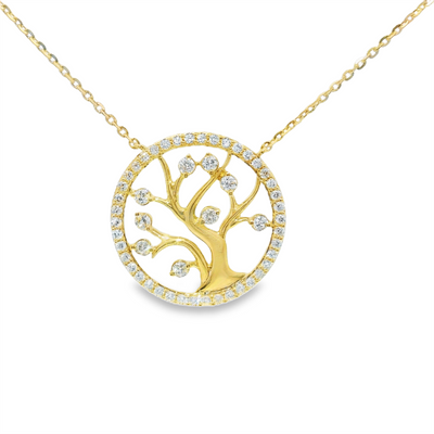 Diamond Tree of Life Medallion Necklace