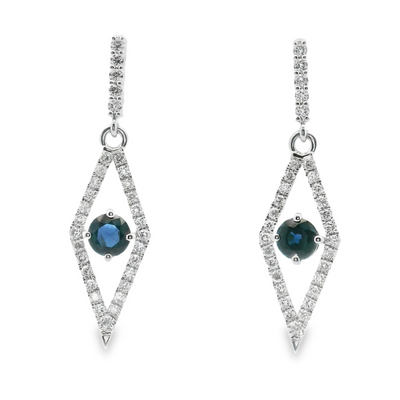 Sapphire & Diamond Geometric Earrings