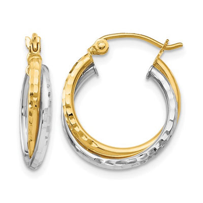 Diamond-cut Hinged Hoop Earrings