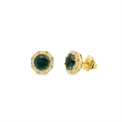 London Blue Topaz & Diamond Stud Earrings