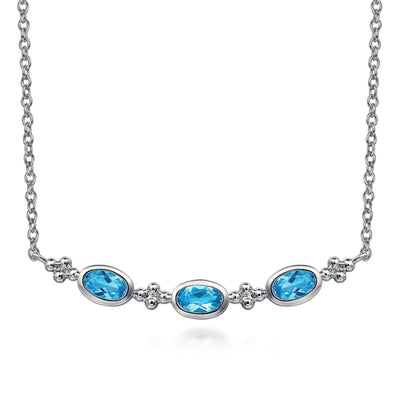 Bujukan Sterling Silver Blue Topaz Bar Necklace
