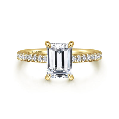 Emerald-cut Diamond Hidden Halo Engagement Ring