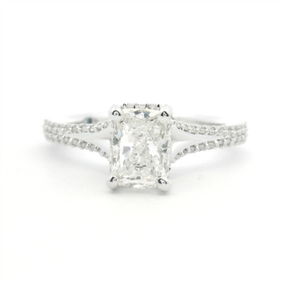 Emerald-cut Diamond Hidden Halo Engagement Ring