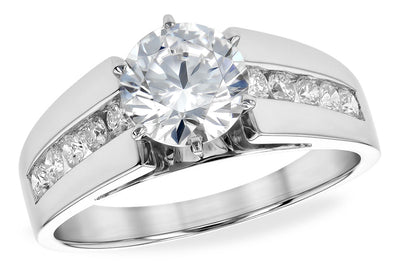 Round Diamond Wide Band Engagement Ring