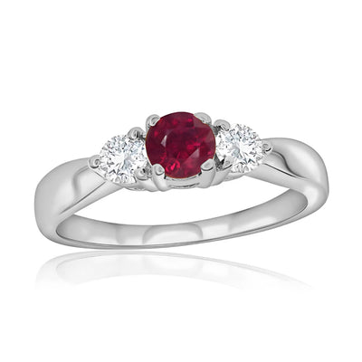 Ruby & Diamond Three Stone Ring