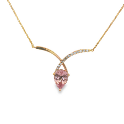 Lotus Garnet & Diamond Necklace
