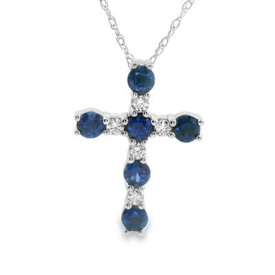 Sapphire & Diamond Cross Pendant