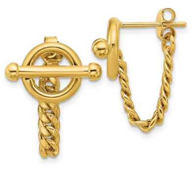 Toggle Chain Huggie Stud Earrings