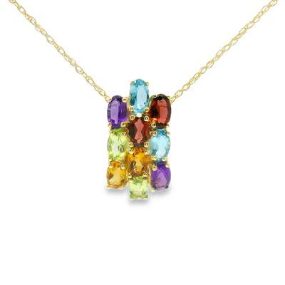 Multi-Gemstone Drop Pendant