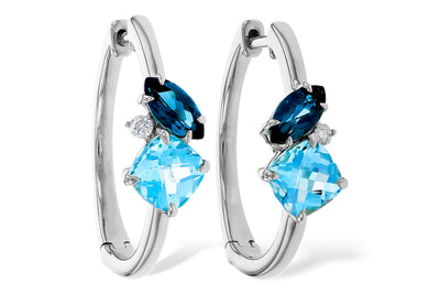 London & Sky Blue Topaz Hoop Earrings