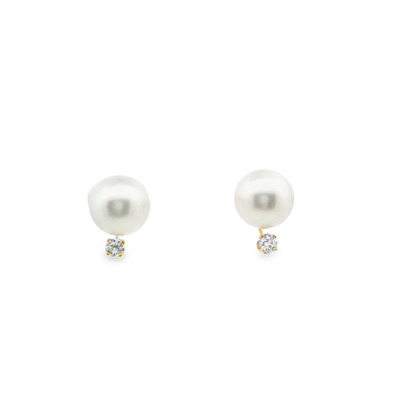 Pearl & Diamond Stud Earrings