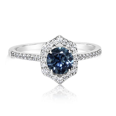Montana Sapphire & Diamond Halo Ring