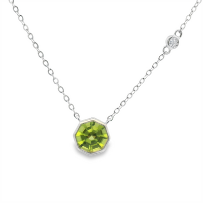 Peridot & Diamond Station Necklace