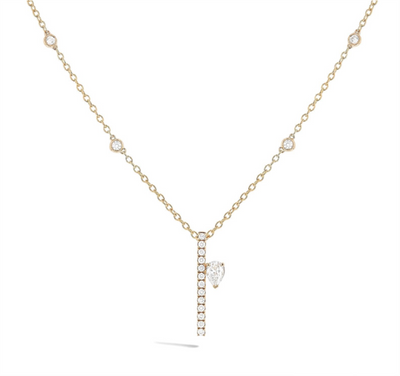Diamond Drop Pendant with Station Chain