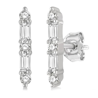 Petite Diamond Bar Stud Earrings