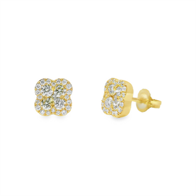 Floral Diamond Stud Earrings