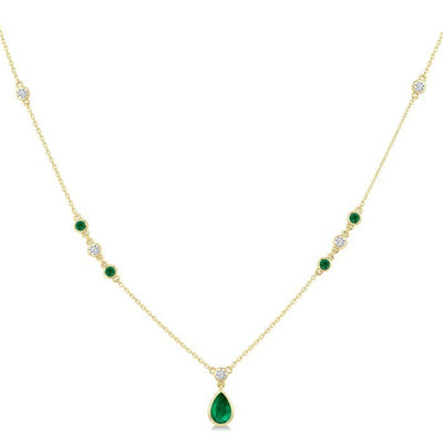Emerald & Diamond Station Necklace