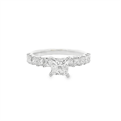 Princess-cut Diamond Straight Band Engagement Ring