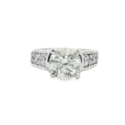 Round Diamond Wide Engagement Ring