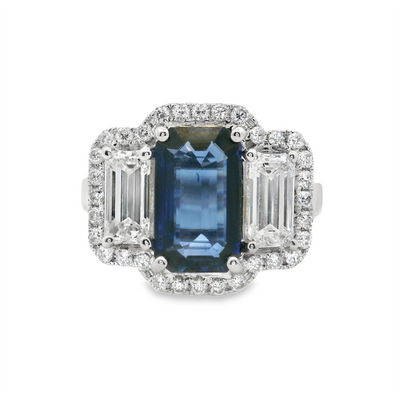 Sapphire & Diamond Three Stone Ring