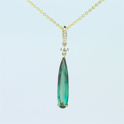 Green Tourmaline & Diamond Pendant