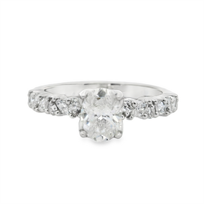 Oval Diamond Straight Band Engagement Ring