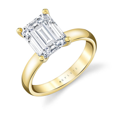 Emerald-cut Diamond Solitaire Engagement Ring
