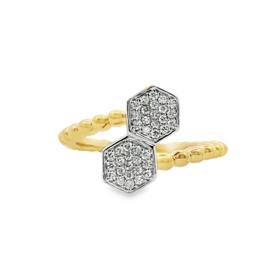 Honeycomb Diamond Bypass Fashion Ring