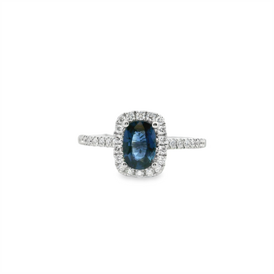 Sapphire & Diamond Halo Ring