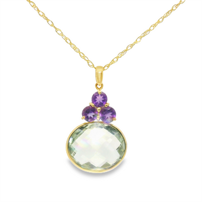 Green Quartz & Amethyst Pendant