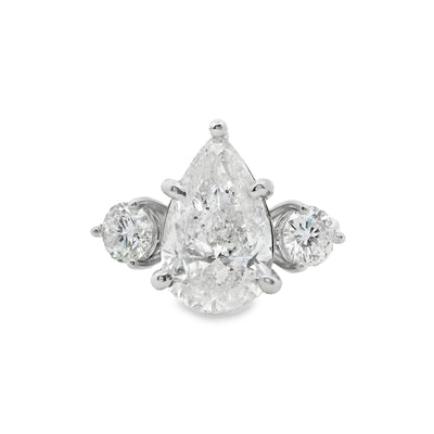 Pear Diamond Three Stone Engagement Ring