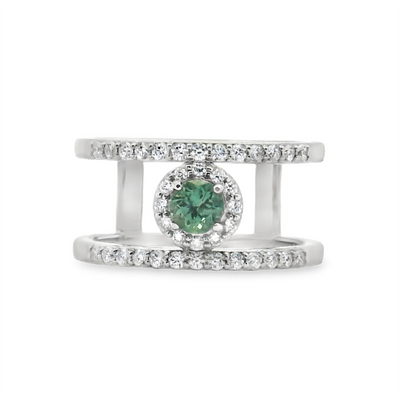 Alexandrite & Diamond Halo Fashion Ring