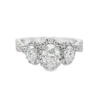 Oval Diamond Halo Engagement Ring