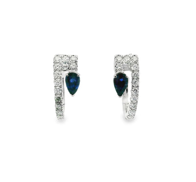 Sapphire & Diamond Huggie Hoop Earrings