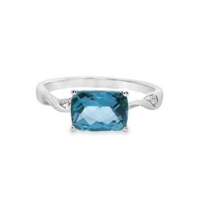 London Blue Topaz & Diamond Twist Fashion Ring