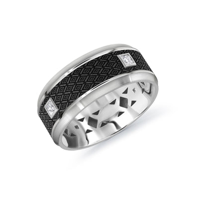 Men's Carbon Fiber & Diamond Wedding Ring