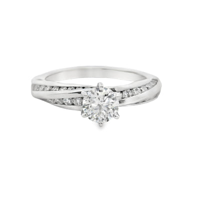 Round Diamond Twisted Engagement Ring