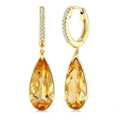 Citrine & Diamond Drop Earrings