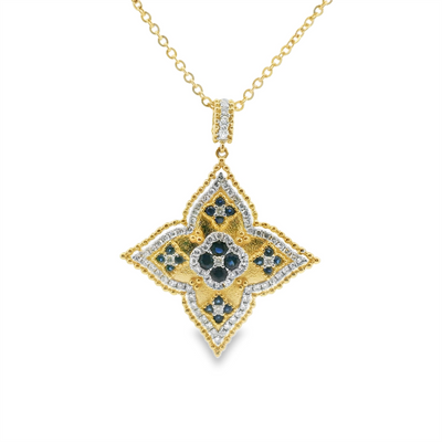 Sapphire & Diamond Floral Pendant