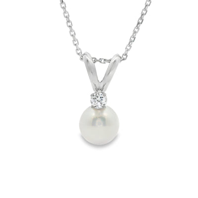 Pearl & Diamond Solitaire Pendant