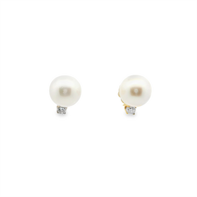 Pearl & Diamond Stud Earrings