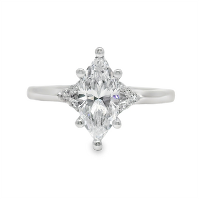 Marquise Diamond Accented Engagement Ring