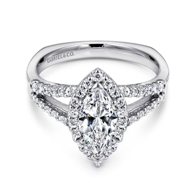 Marquise Diamond Halo Engagement Ring