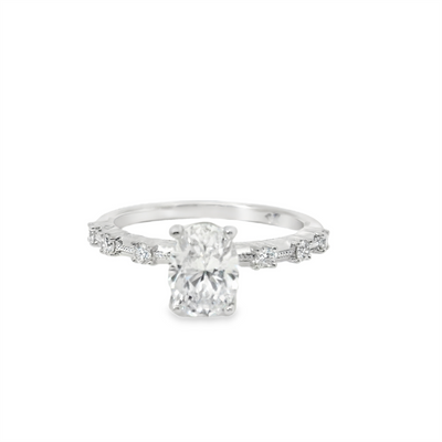 Oval Diamond Straight Band Engagement Ring