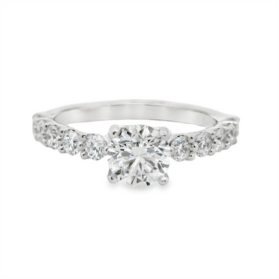 Round Diamond Straight Band Engagement Ring