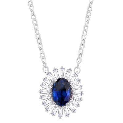 Sapphire & Diamond Halo Necklace